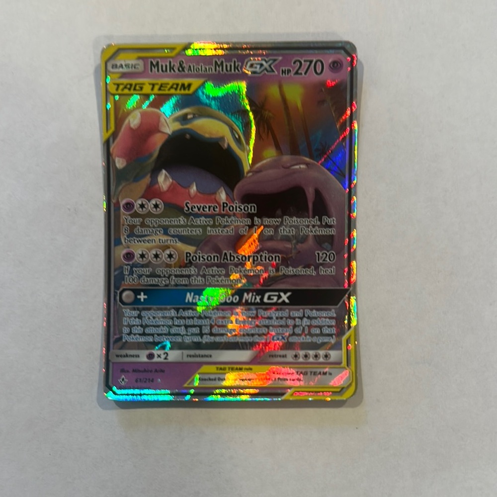 Pokemon Muk & Alolan Muk GX Holographic Card